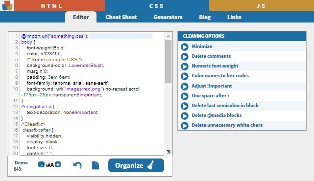 CSS Editor  Online CSS Composer and Cleaner