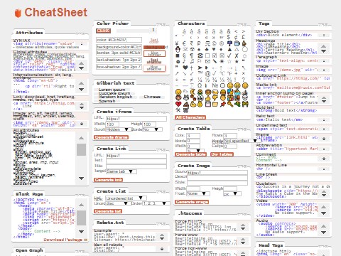 html cheat sheet
